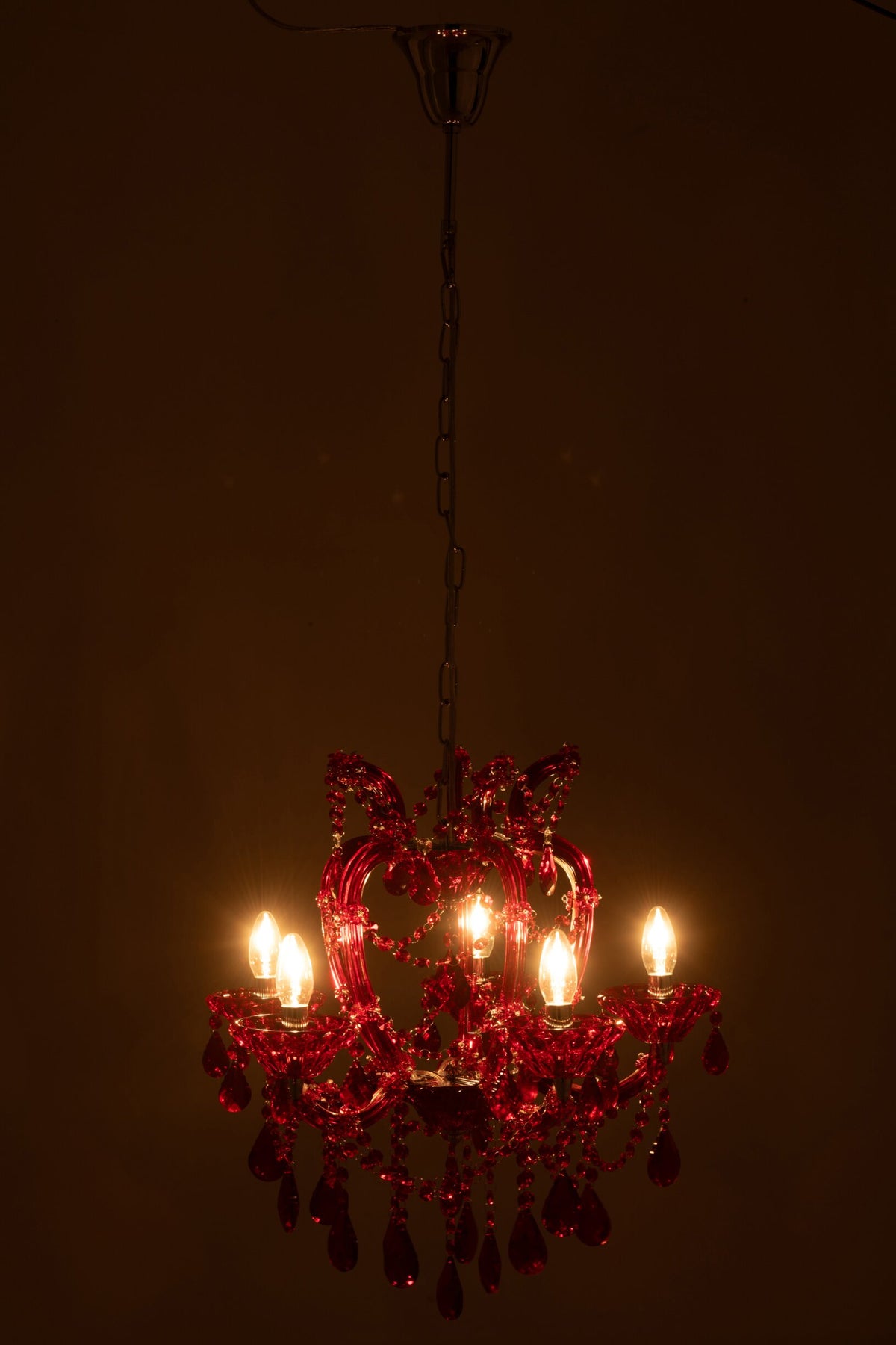 Ceiling lamp chandelier antique glass red