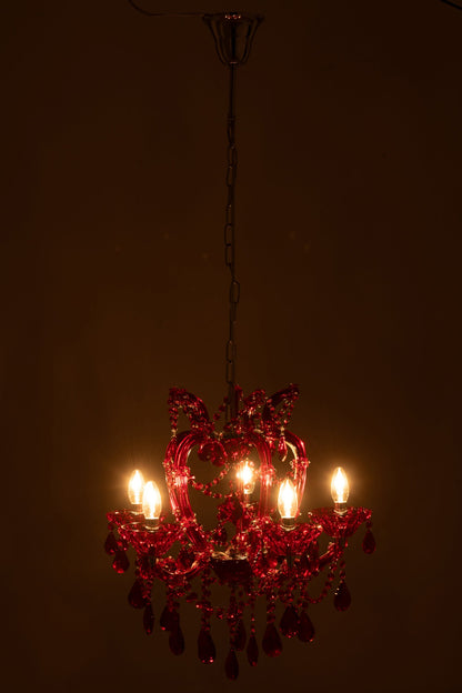 Ceiling lamp chandelier antique glass red