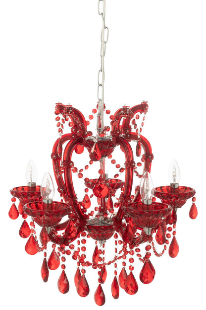 Ceiling lamp chandelier antique glass red
