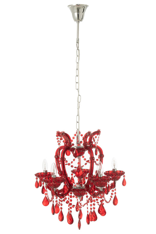 Plafondlamp kroonluchter antiek glas rood