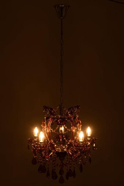 Plafonnier lustre ancien verre marron