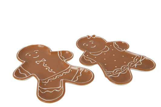 Serveer bord koek Dolomite karamel/wit assortiment van 2