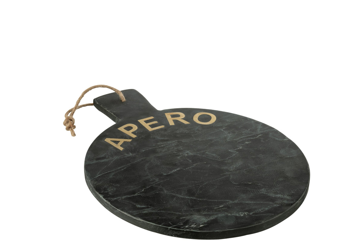 Kaasplank rond marmer zwart/goudkleurig