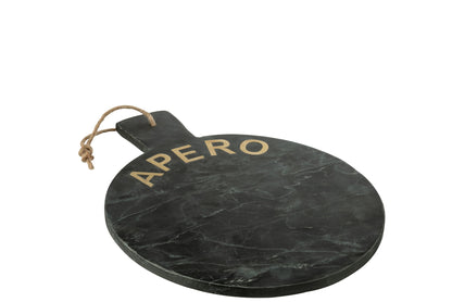 Kaasplank rond marmer zwart/goudkleurig