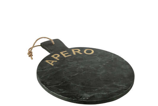Kaasplank rond marmer zwart/goudkleurig