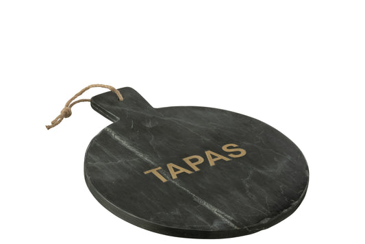 Kaasplank rond marmer zwart/goudkleurig