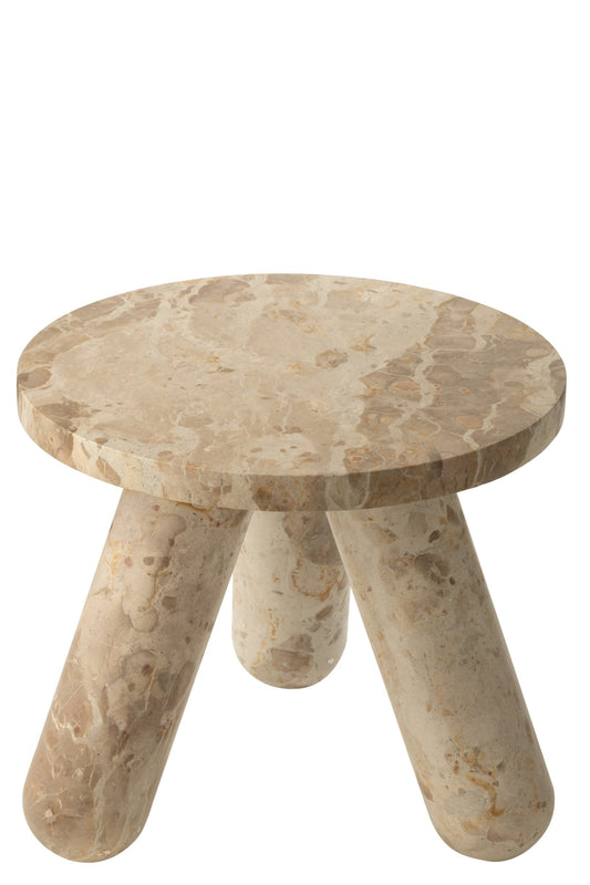 Side Table Round Marble Beige