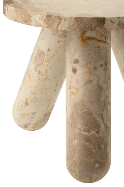 Side Table Round Marble Beige