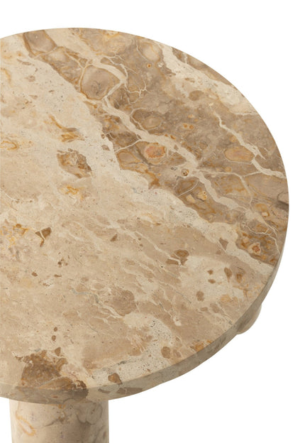 Side Table Round Marble Beige