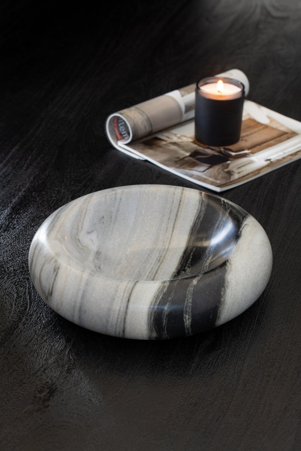 Serving Bowl Marble Black/Light Grey Medium