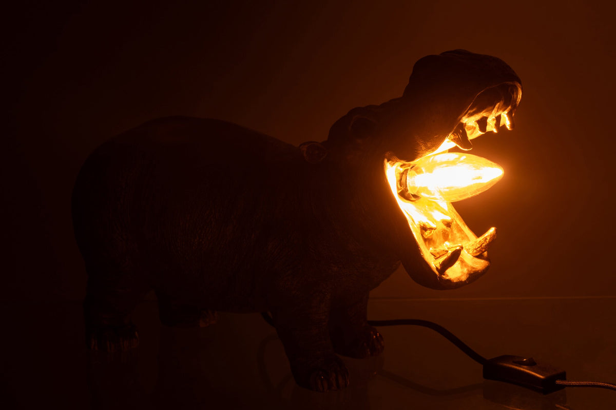 Table lamp hippo resin gold-colored