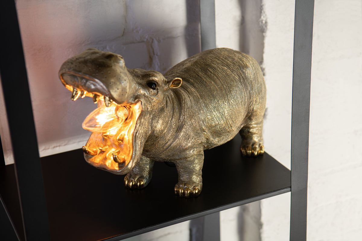 Table lamp hippo resin gold-colored