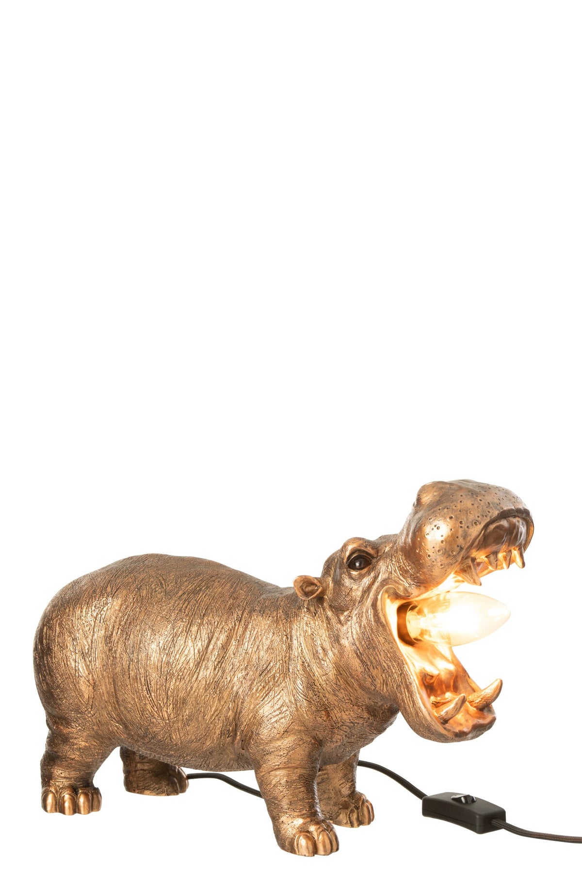 Table lamp hippo polyresin antique copper