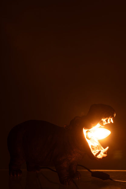 Table lamp hippo polyresin antique copper