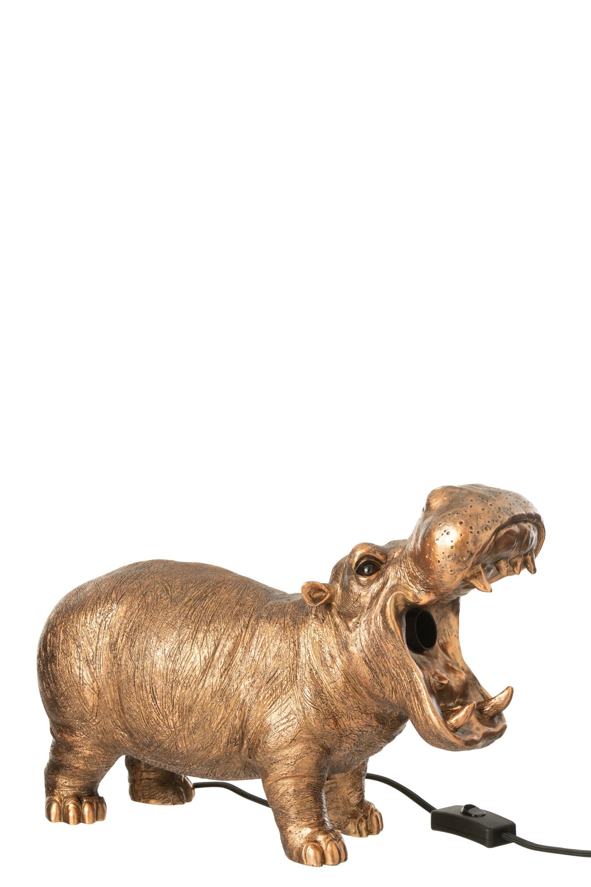 Table lamp hippo polyresin antique copper