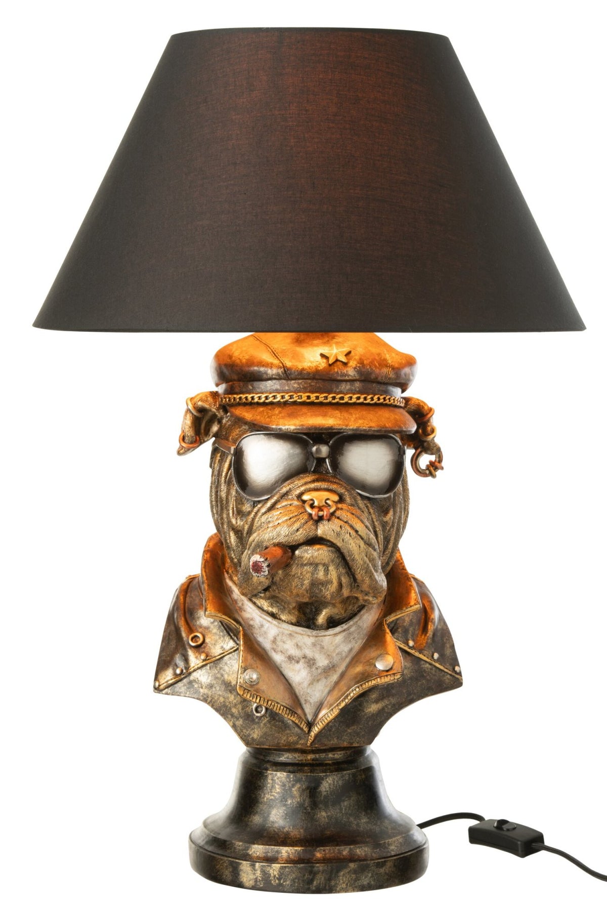 Table lamp bulldog polyresin antique brown