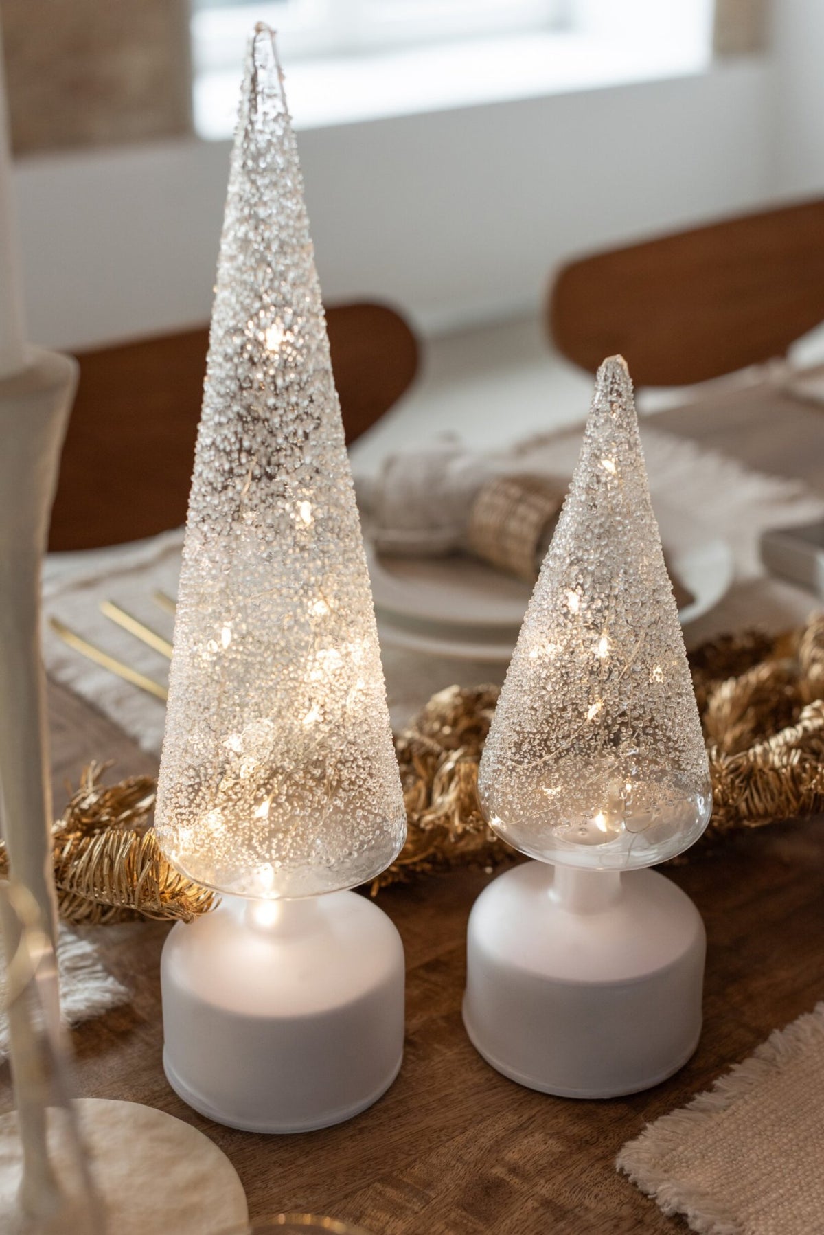 Tree LED Turning Glass White/Transparent Small