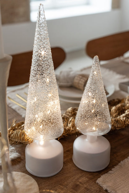 Tree LED Turning Glass White/Transparent Small