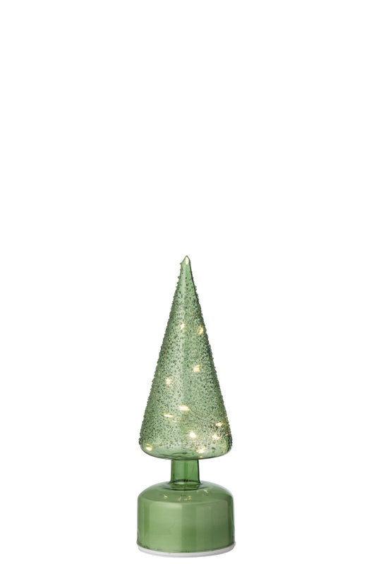 Tree LED Turning Glass Green Small