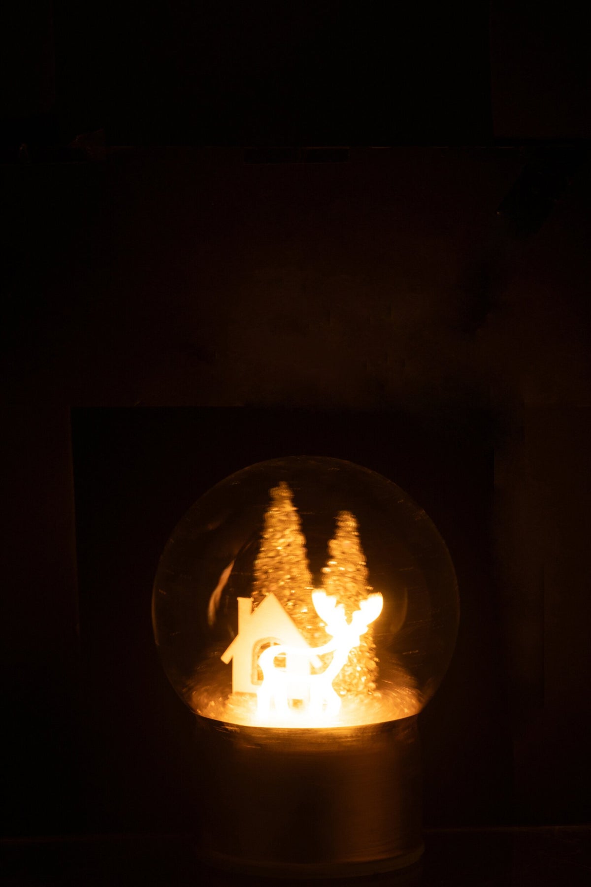 Ball LED Reindeer Glass Gold Colored/White Small
