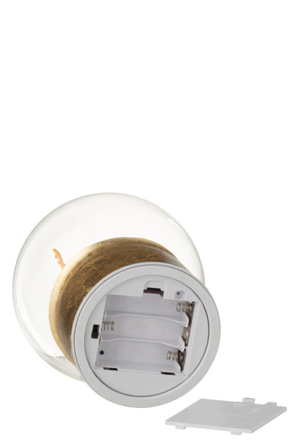 Ball LED Reindeer Glass Gold Colored/White Small