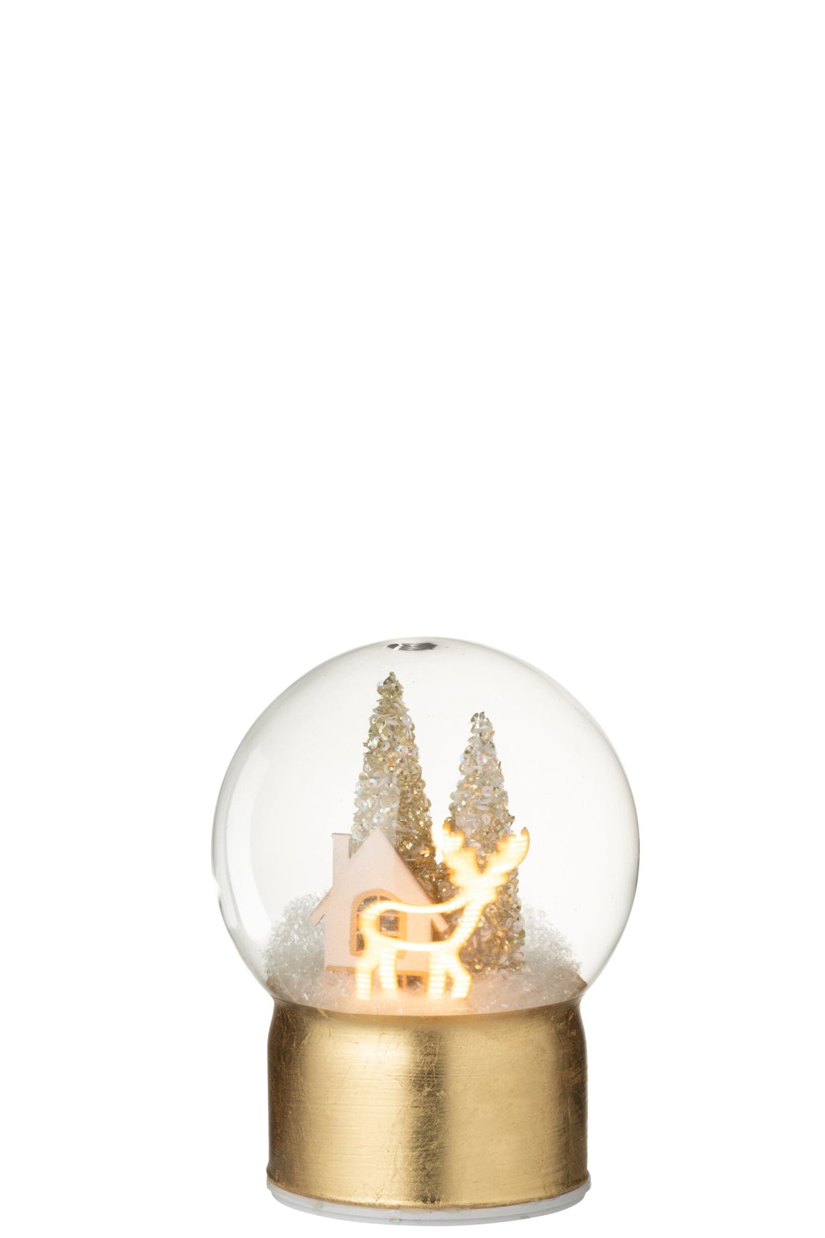 Ball LED Reindeer Glass Gold Colored/White Small