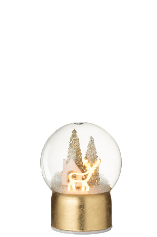Ball LED Reindeer Glass Gold Colored/White Small