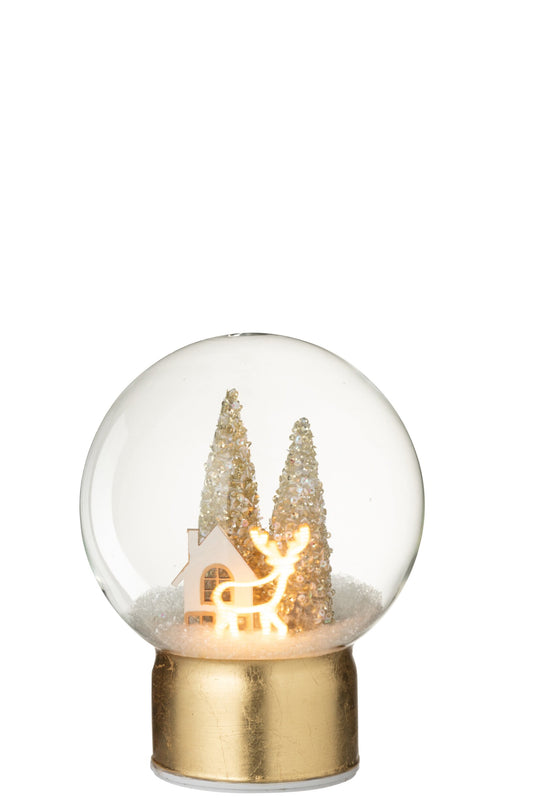 Ball LED Reindeer Glass Gold Colored/White Large
