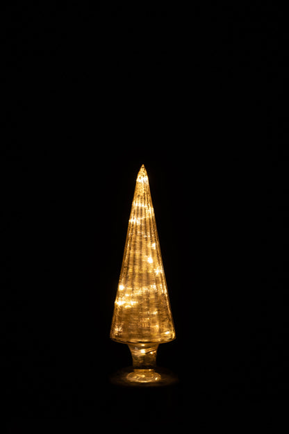 Tree LED Turning Glass Gold Colored Small
