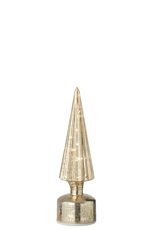 Tree LED Turning Glass Gold Colored Small