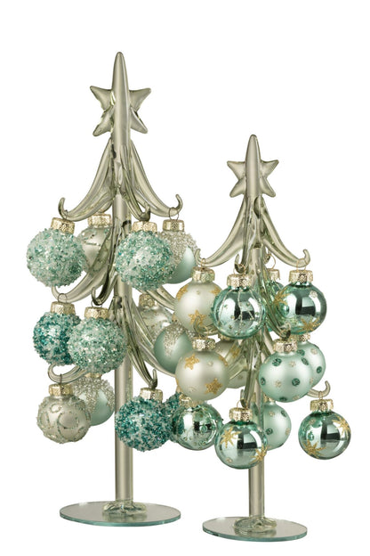 Christmas Tree + Balls Glass Mint Green/Light Blue Large
