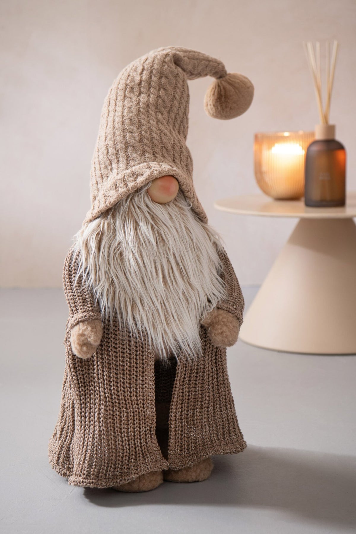Santa Claus Winter Sweater Polyester Taupe/Off-White
