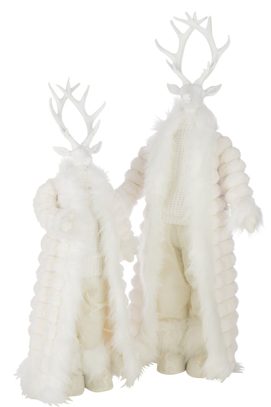 Deer Standing Coat Polyester White Large