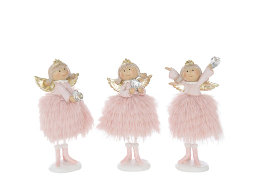 Angel Diamond Heart Polyresin Light Pink Large Assortment Of 3