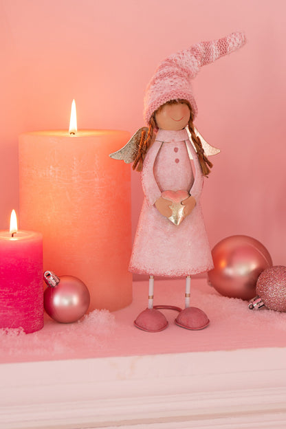 Angel Heart + Star Metal Light Pink/Gold Medium Assortment Of 2