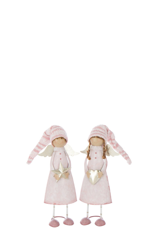 Angel Heart + Star Metal Light Pink/Gold Medium Assortment Of 2