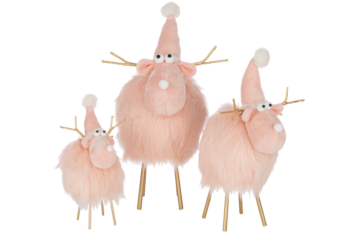 Reindeer Hat Polyester Light Pink Large