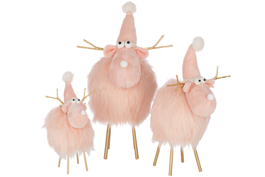 Reindeer Hat Polyester Light Pink Large