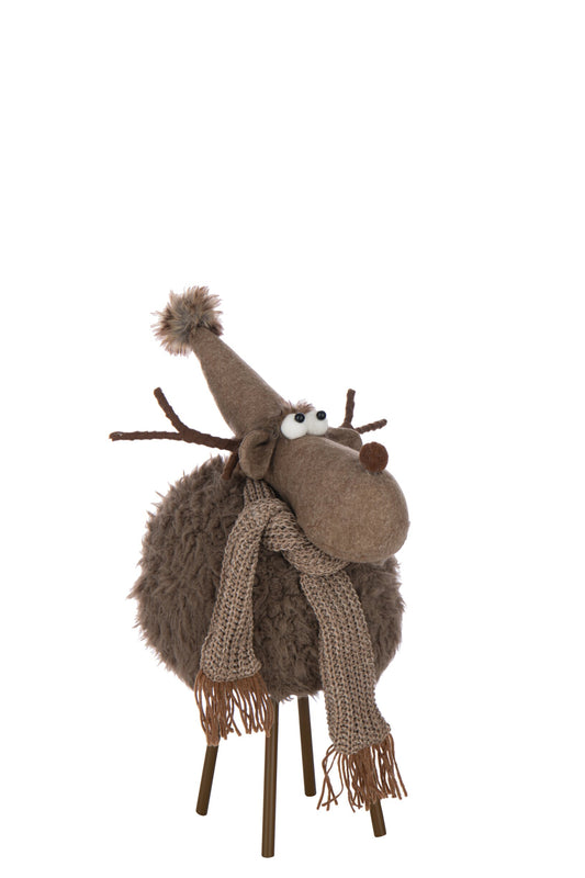 Reindeer Hat + Scarf Polyester Brown Large