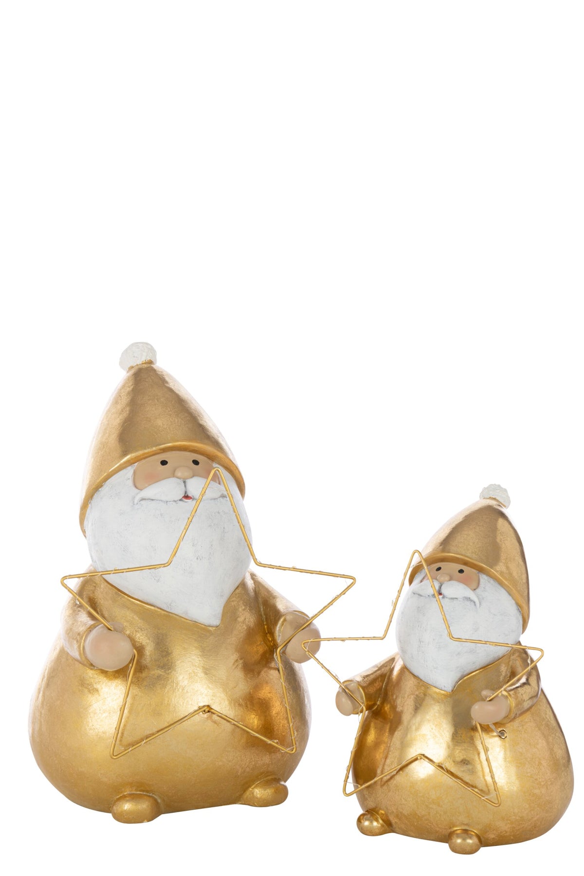 Santa Claus LED Star Polyresin Gold Colored Large