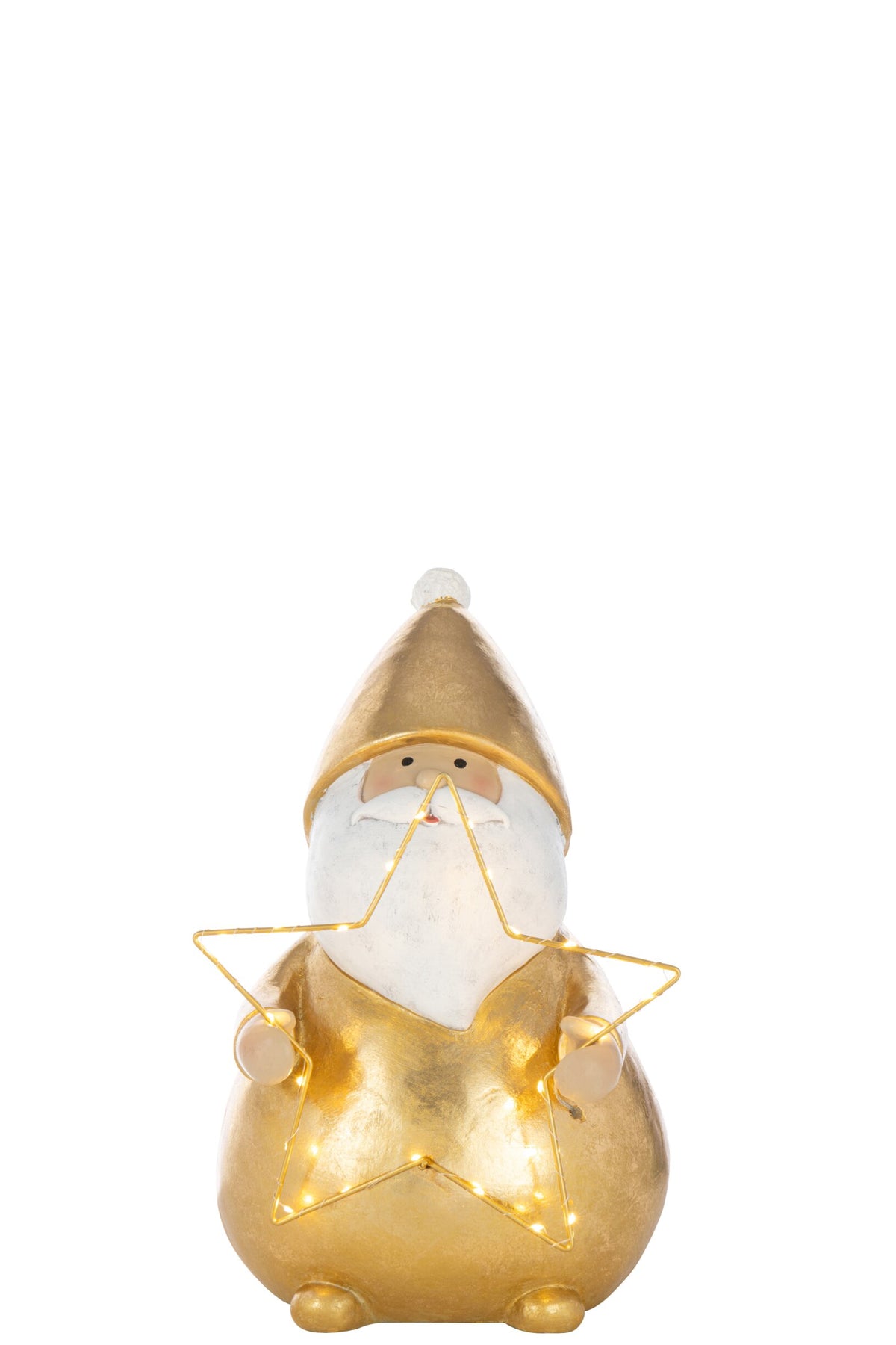 Santa Claus LED Star Polyresin Gold Colored Large