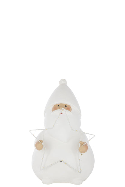 Santa Claus LED Star Polyresin White Large