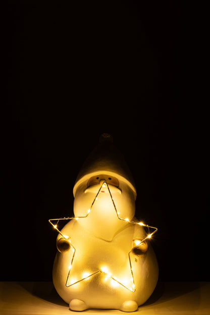 Santa Claus LED Star Polyresin White Large