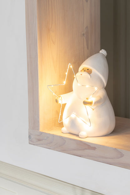 Santa Claus LED Star Polyresin White Large