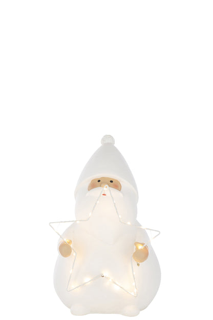 Santa Claus LED Star Polyresin White Large