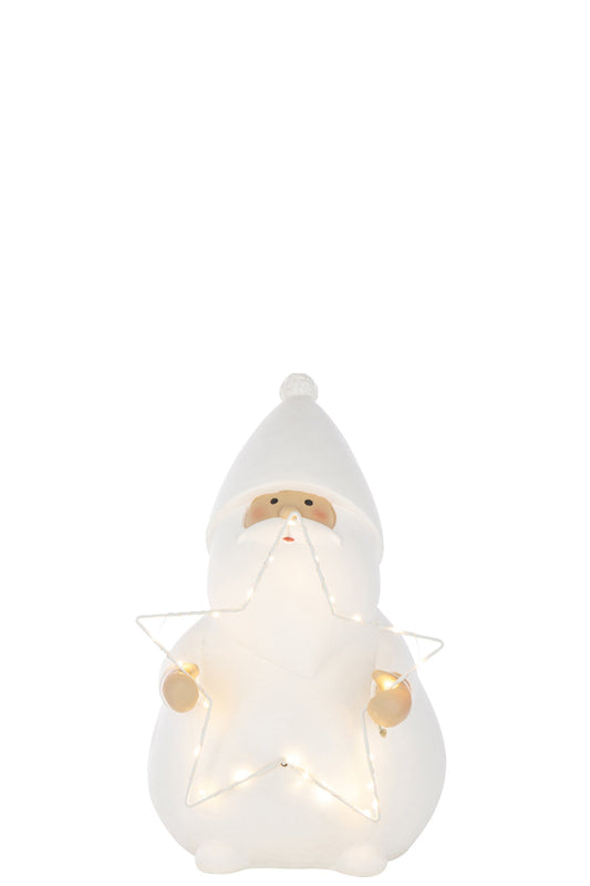 Santa Claus LED Star Polyresin White Large
