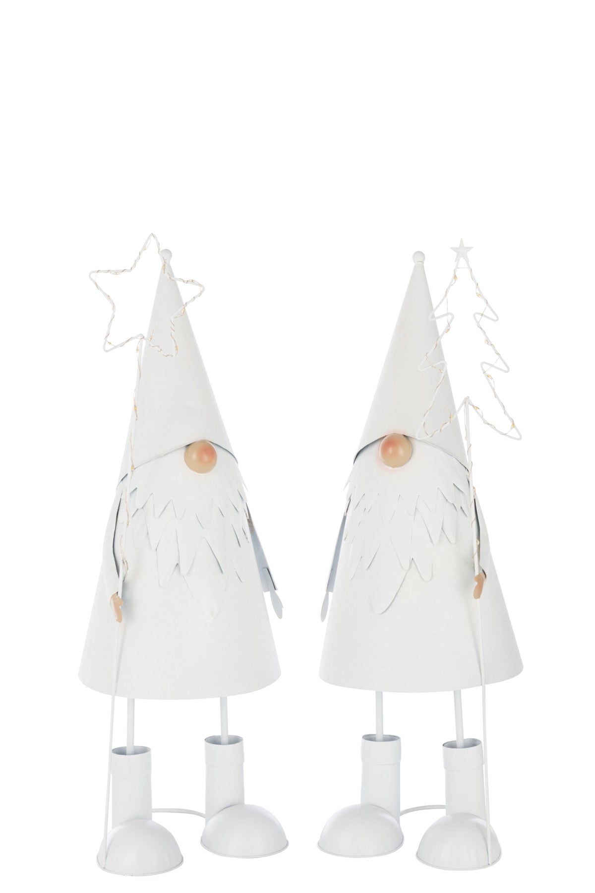 Santa Claus LED Star + Tree Metal White Large Assortment Of 2