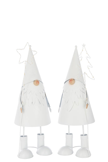 Santa Claus LED Star + Tree Metal White Large Assortment Of 2