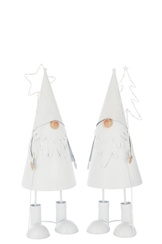Santa Claus LED Star + Tree Metal White Large Assortment Of 2