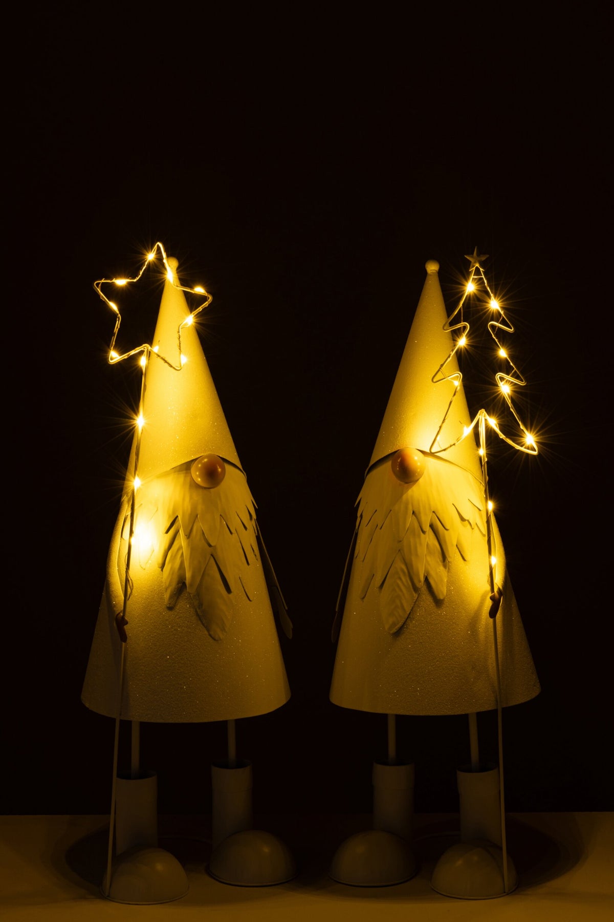 Santa Claus LED Star + Tree Metal White Large Assortment Of 2